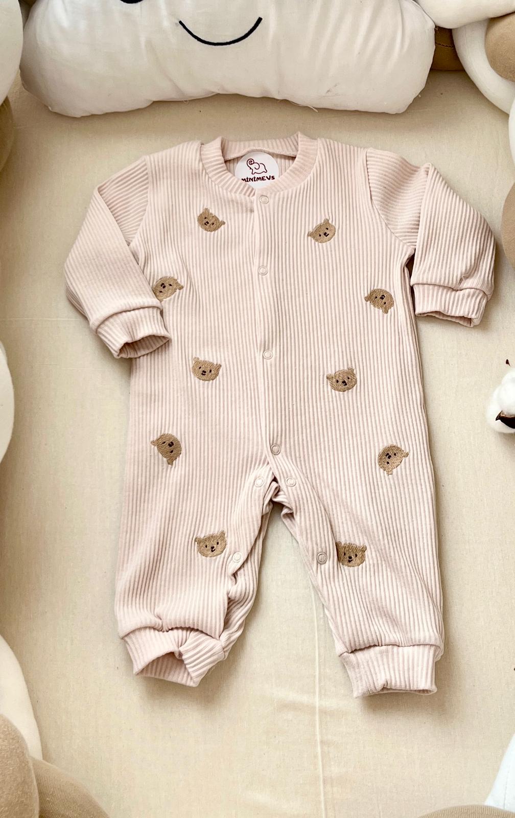 Minik Ayı Nakışlı Bebek Tulum
