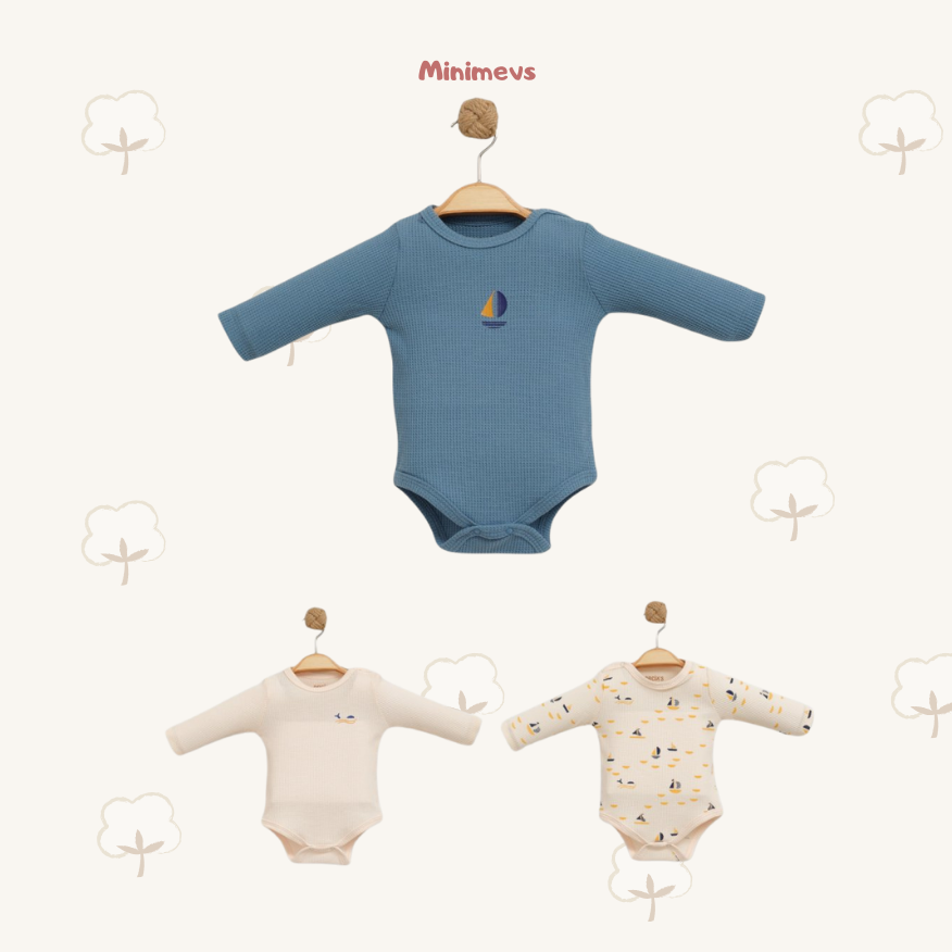 Yelken Desenli 3'lü Body