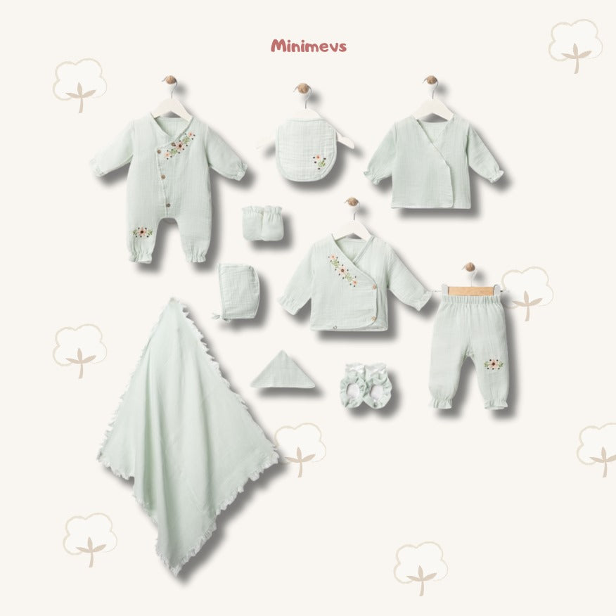 Müslin 10'lu Kız Bebek Hastane Çıkış Seti